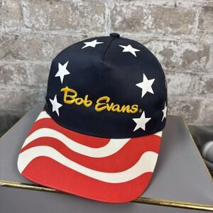 Bob Evans Hat Cap Snap Back Navy American Flag Stars Stripes Embroidered Mens
